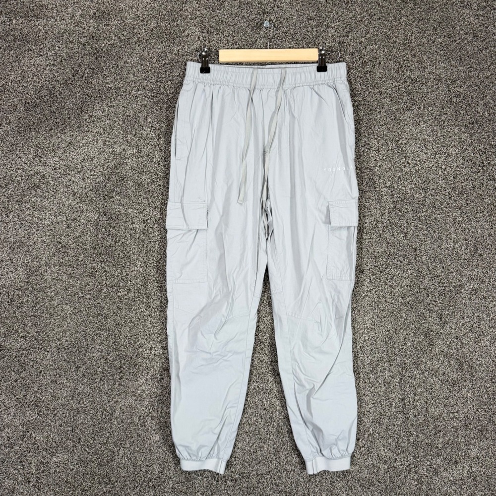 YoungLA 242 Commuter Cargo Joggers Mens M/27 Gray Streetwear Outdoor Drawstring